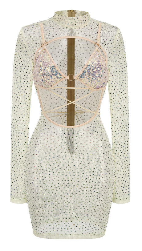 VICKY CUTOUT SEQUIN RHINESTONE MINI DRESS