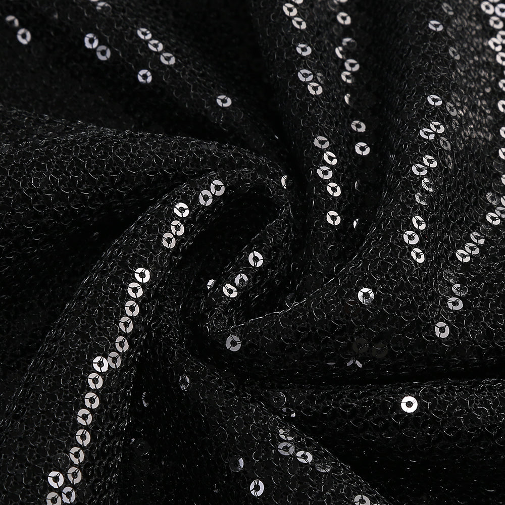 AIIZIE VIVIEN OFF-SHOULDER SEQUIN PROM MAXI DRESS IN BLACK - product image