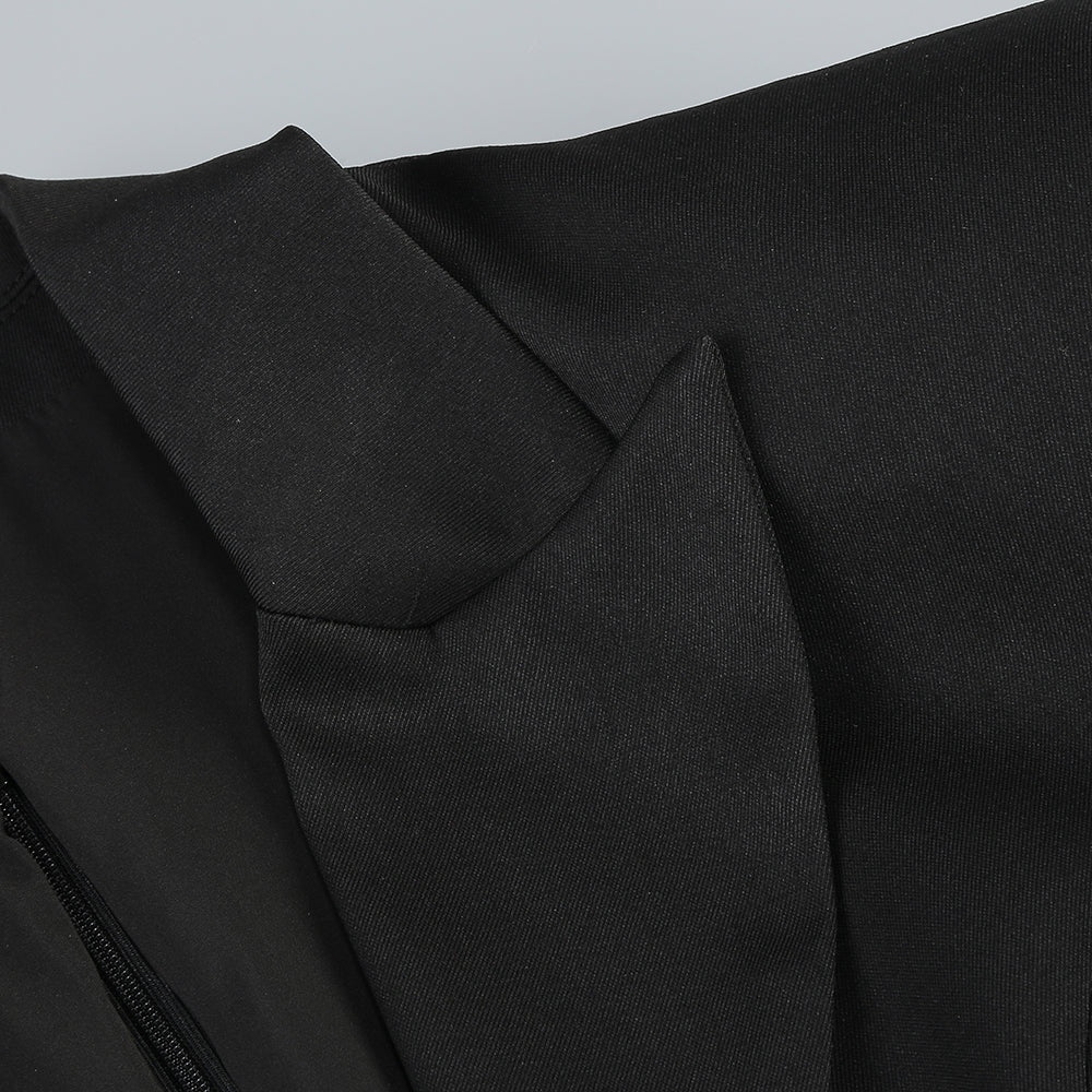 AIIZIE V-NECK LACE-EMBELLISHED JUMPSUIT BLAZER IN BLACK - product image