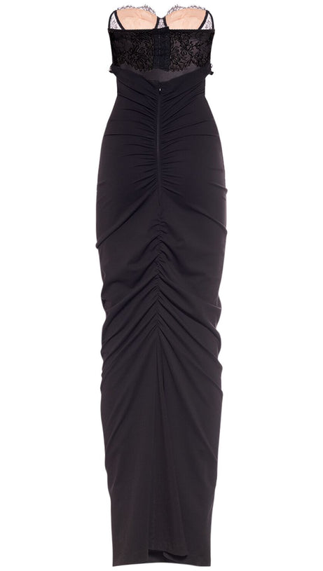 GWENDOLYN STRETCH JERSEY STRAPLESS MAXI DRESS IN BLACK