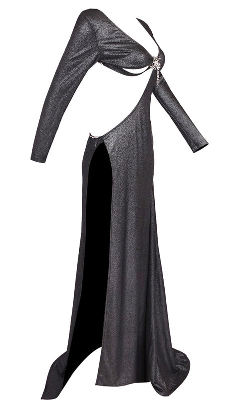 CUT OUT BACKLESS GOWN IN BLACK