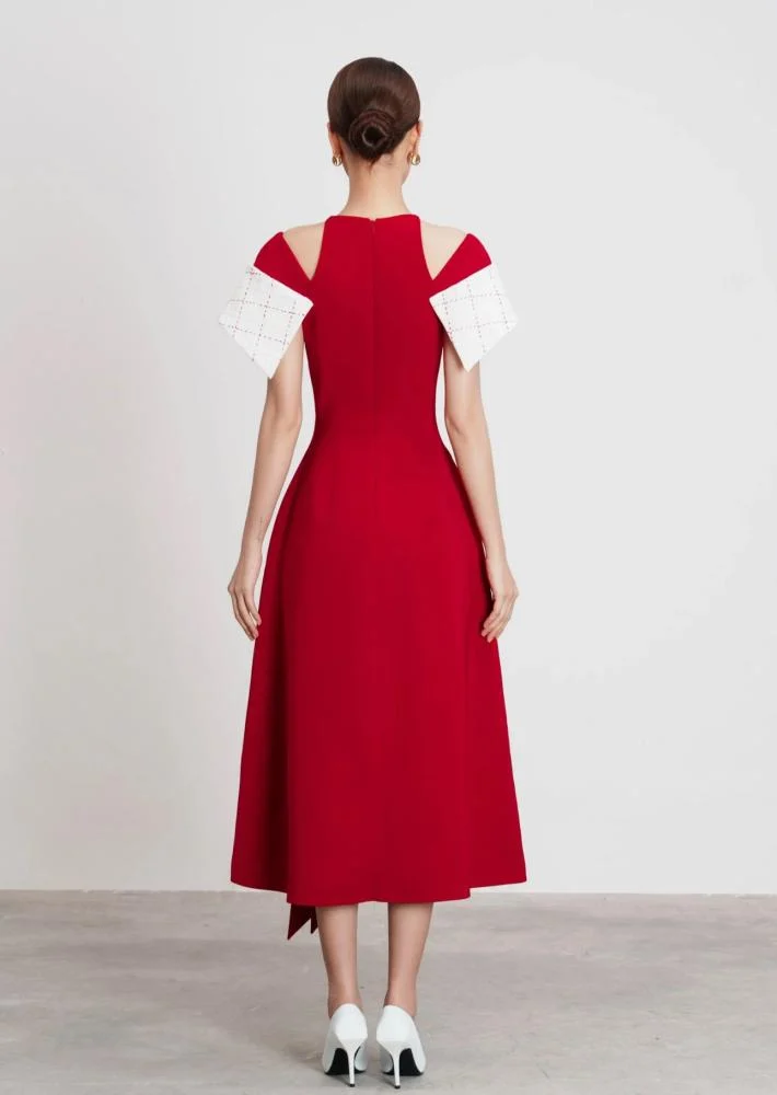AIIZIE TIFFANY TWO-TONE SLIT MIDI DRESS - product image