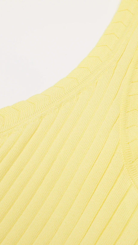 Jackie Yellow Ribbed Knit Maxi Dress & Cardigan Set