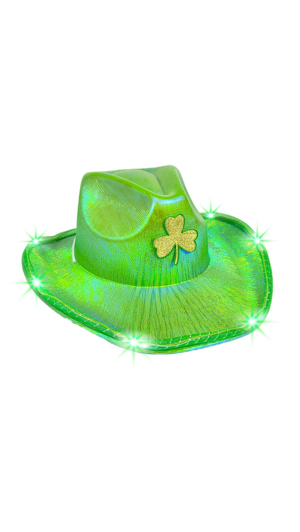 AIIZIE GREEN MULTICOLORED CLOVER DENIM WITH LIGHTS HAT - product image
