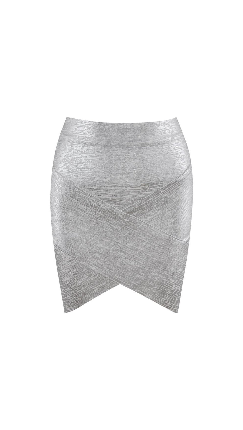 PWYLL SILVER METALLIC BANDAGE MINI SKIRT - CURVE-HUGGING & GLAMOROUS