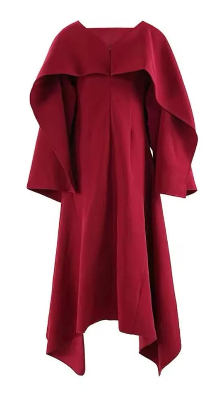 ZENOBIA SHAWL SLIT MAXI DRESS IN RED