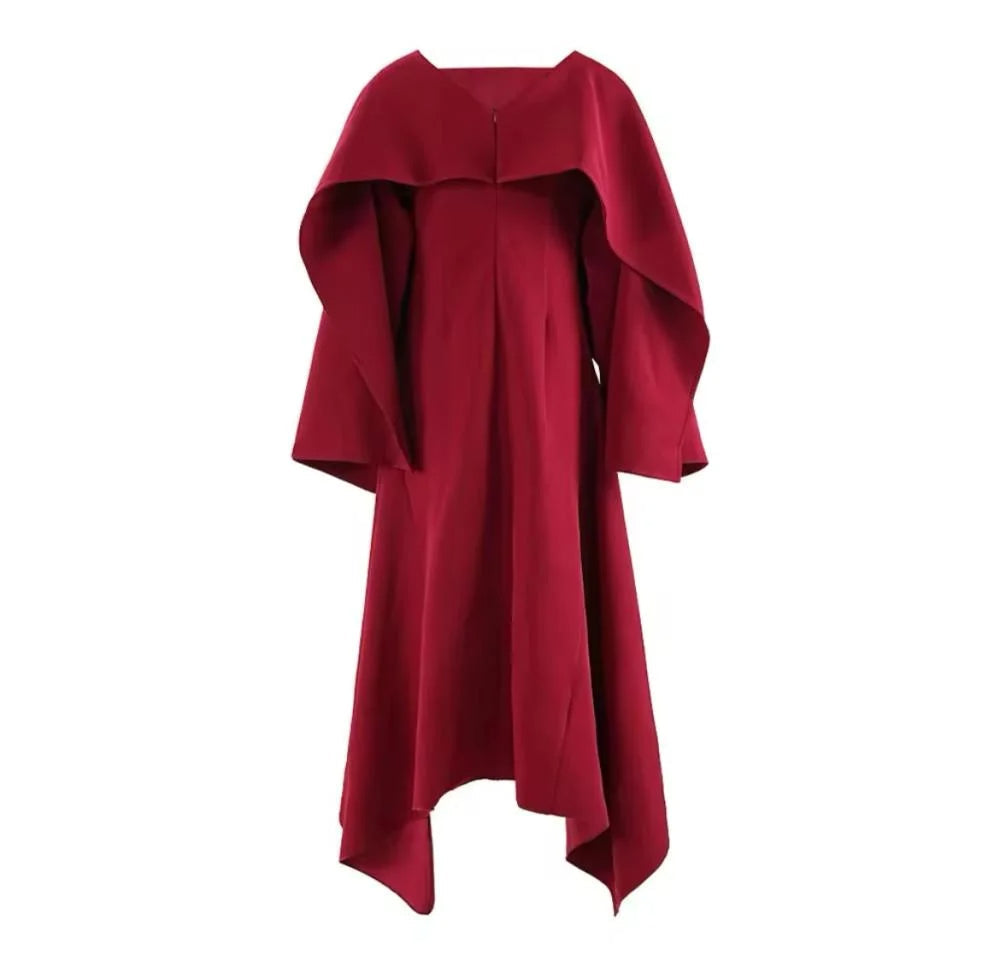AIIZIE ZENOBIA SHAWL SLIT MAXI DRESS IN RED - product image