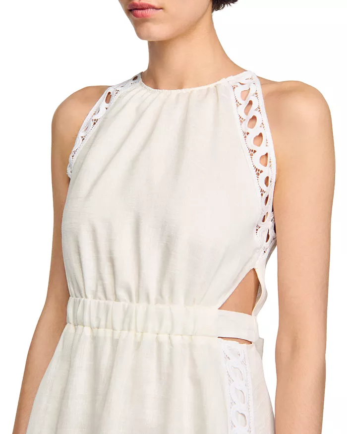 AIIZIE CORALIE HEART LACE MIDI DRESS IN WHITE - product image