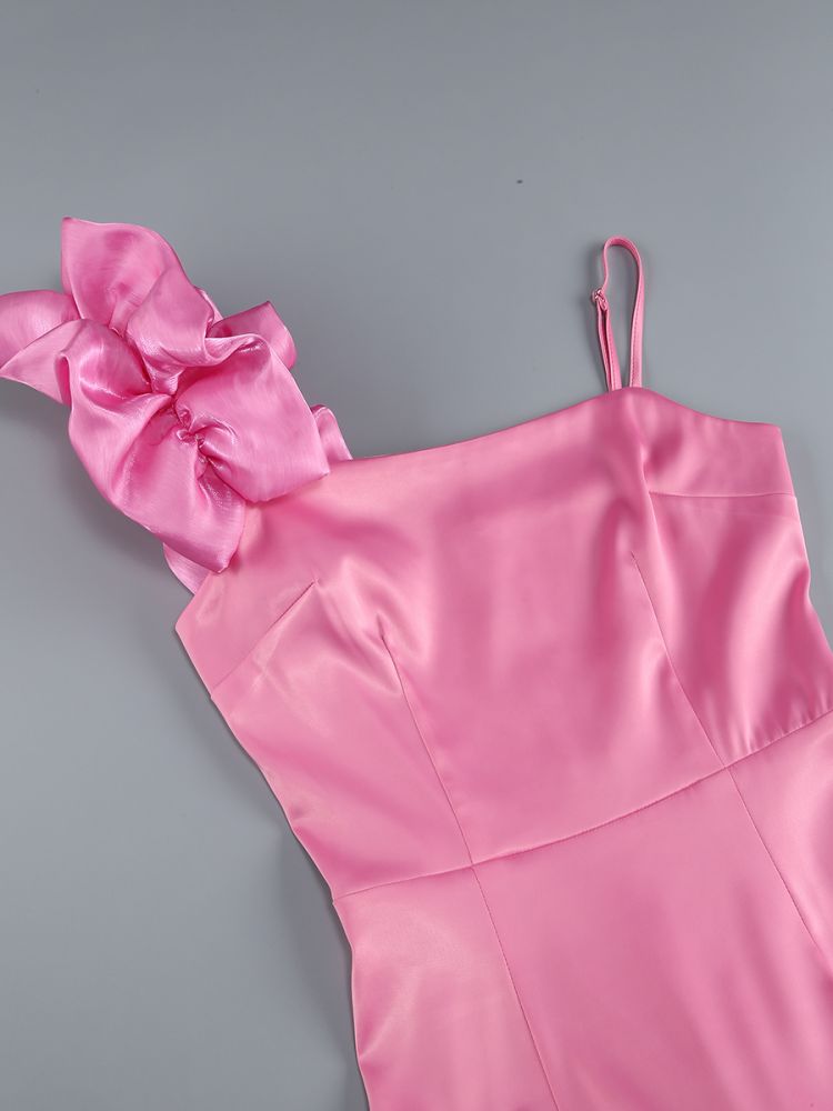 AIIZIE ANDREA PINK FLOWER TRIM STRAP MINI DRESS - product image
