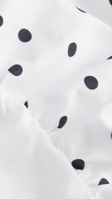 BLACK AND WHITE BEADED MINI DRESS