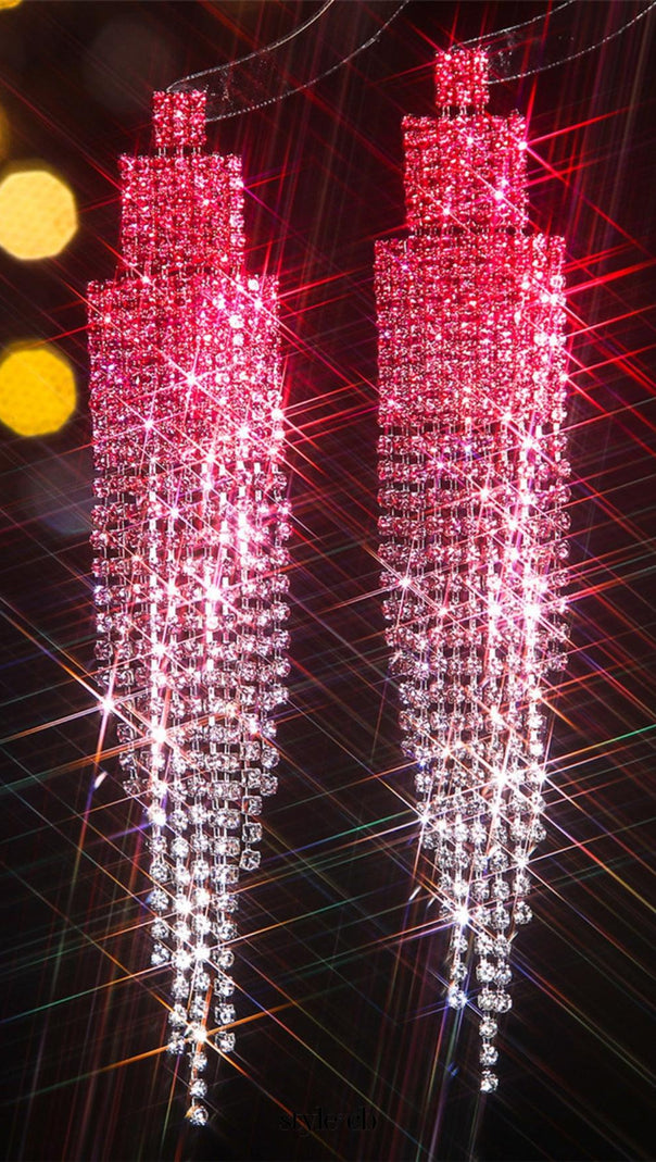 AIIZIE DIX RHINESTONE TASSEL EARRINGS - product image