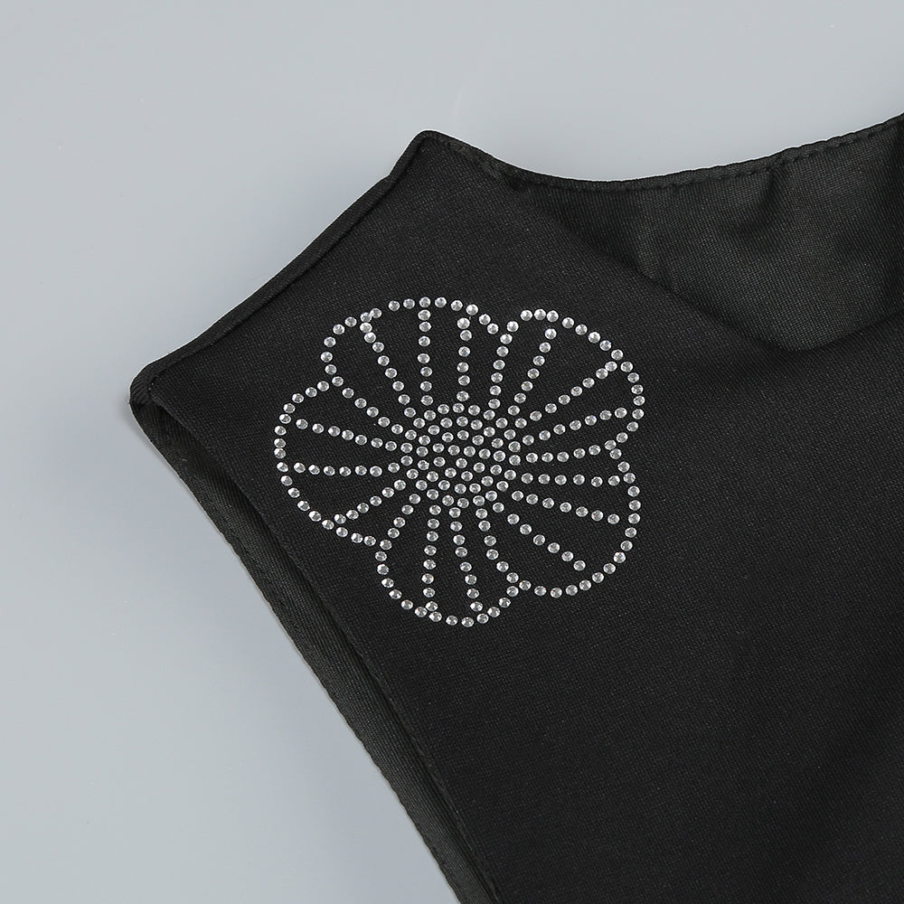 Ärmelloses Maxikleid mit geradem Bein und Blumenmuster in Schwarz 