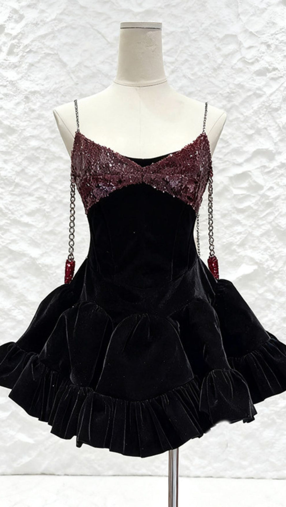 Itai Glamorous Sequin & Velvet Party Mini Dress