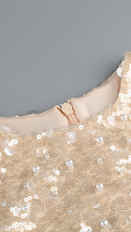 SEQUIN EMBELLISHED MINI DRESS IN GOLD