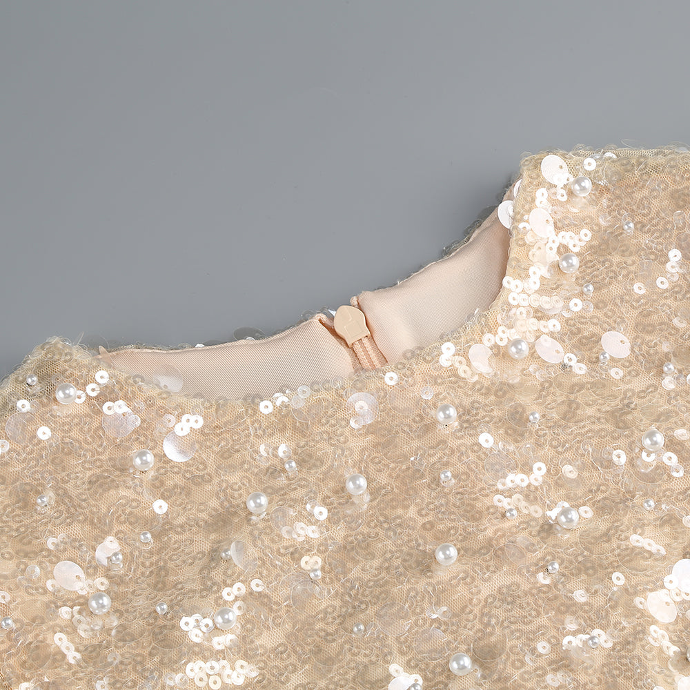 AIIZIE SEQUIN EMBELLISHED MINI DRESS IN GOLD - product image