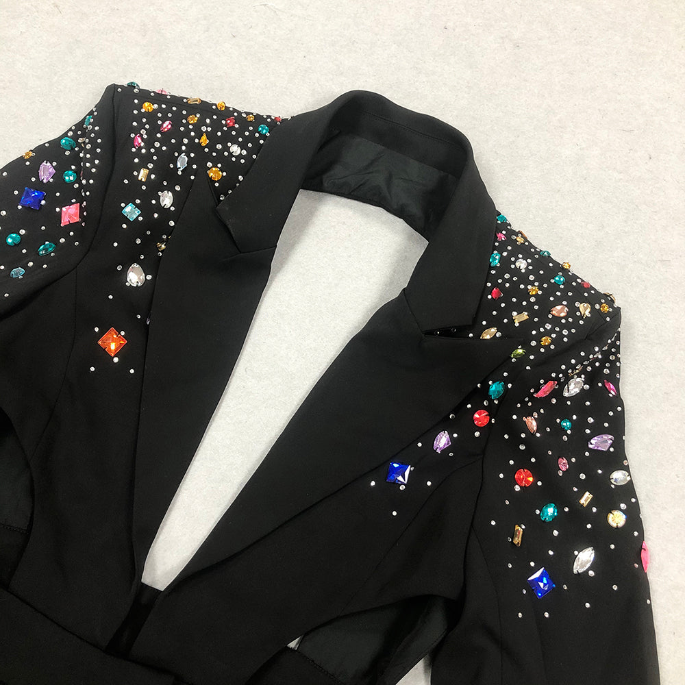 AIIZIE DIAMOND BLAZER JUMPSUIT IN BLACK - product image