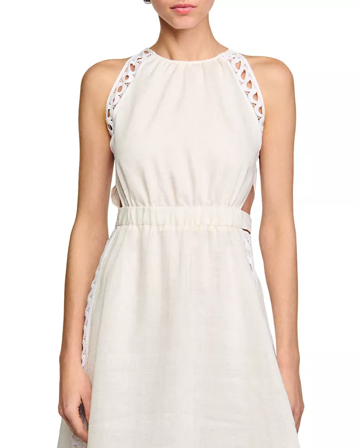 AIIZIE CORALIE HEART LACE MIDI DRESS IN WHITE - product image