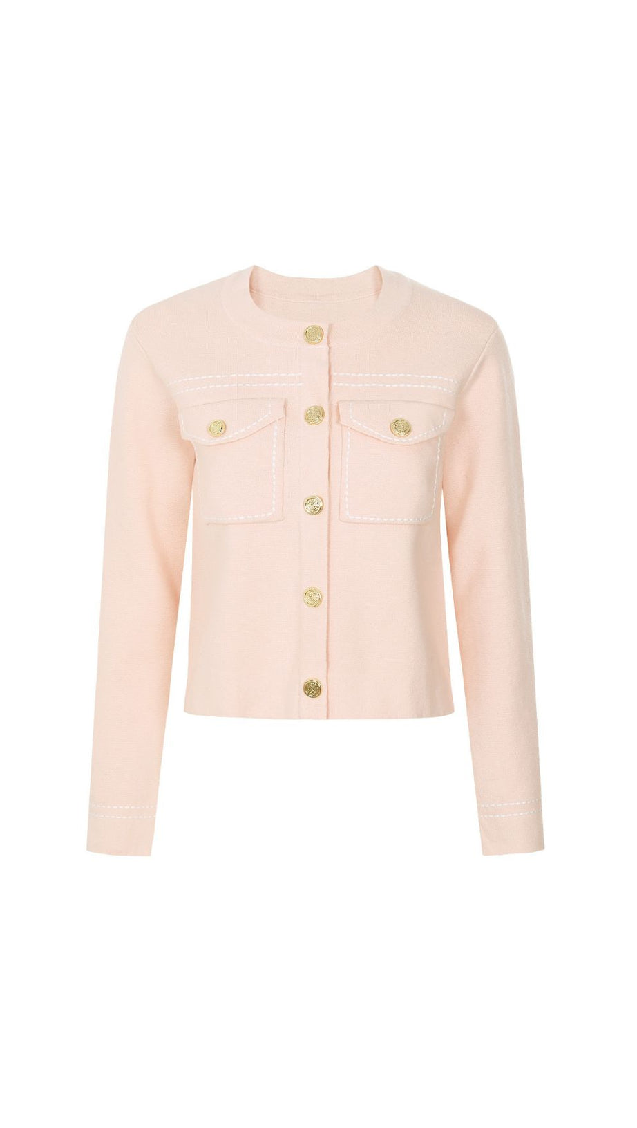 Chic Jumoke Knit Cardigan: Contrast Stitching & Gold Buttons