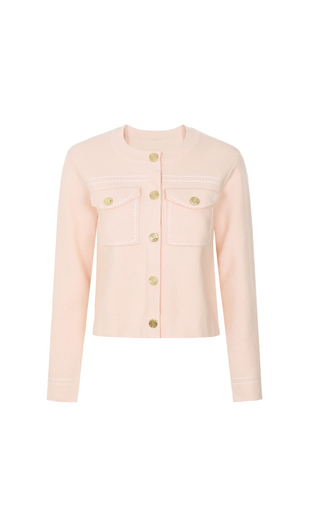 Chic Jumoke Knit Cardigan: Contrast Stitching & Gold Buttons