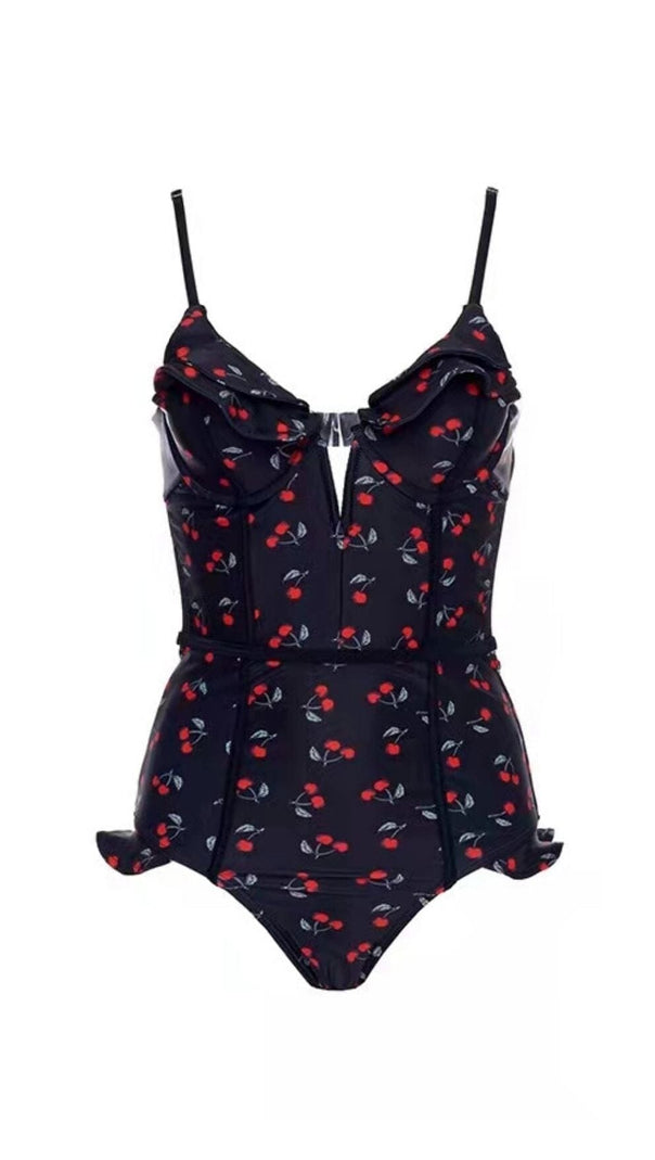 COSTUME DA BAGNO CON SCOLLO A V CHERRY - NERO