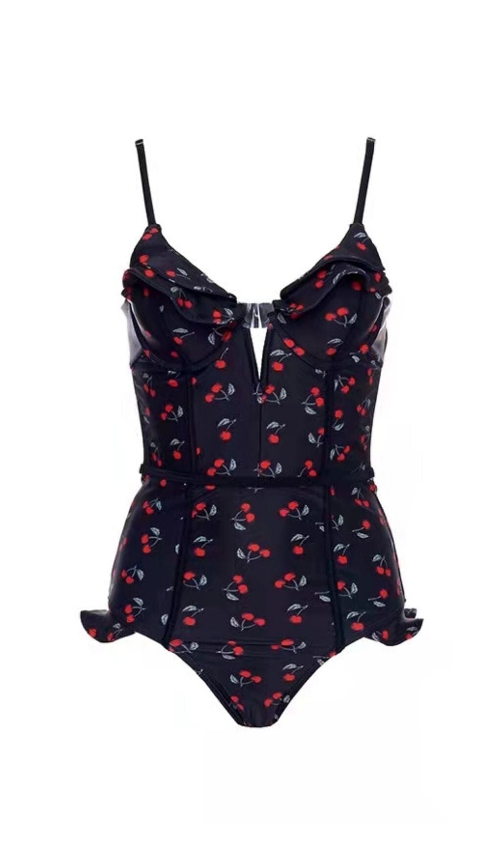 COSTUME DA BAGNO CON SCOLLO A V CHERRY - NERO