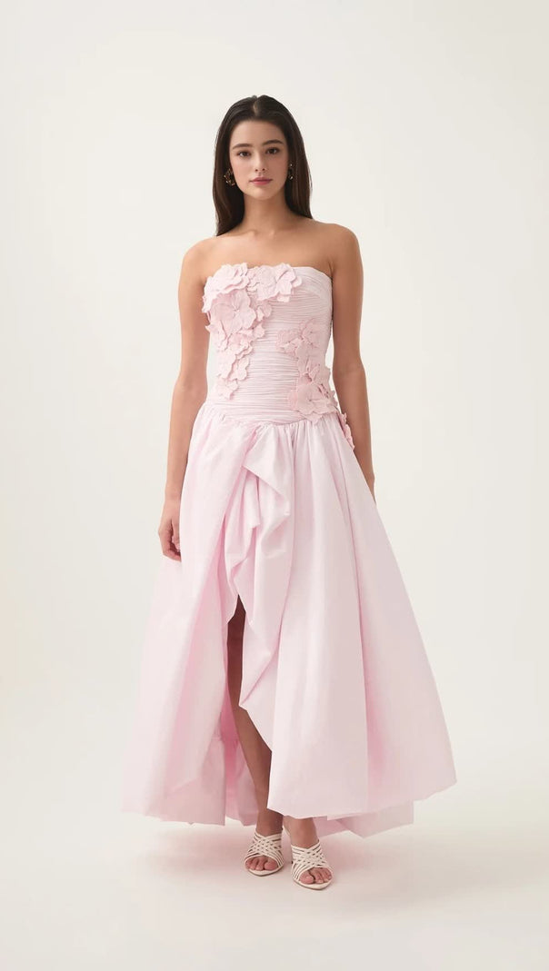 AIIZIE NANCY BUBBLE HEM MAXI DRESS IN PASTEL PINK - product image