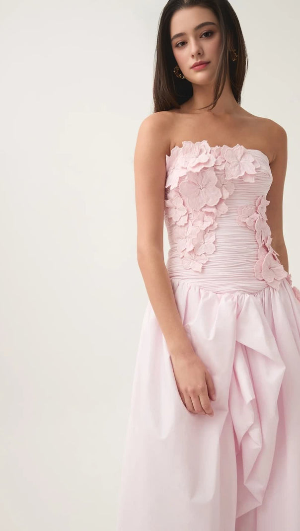 AIIZIE NANCY BUBBLE HEM MAXI DRESS IN PASTEL PINK - product image