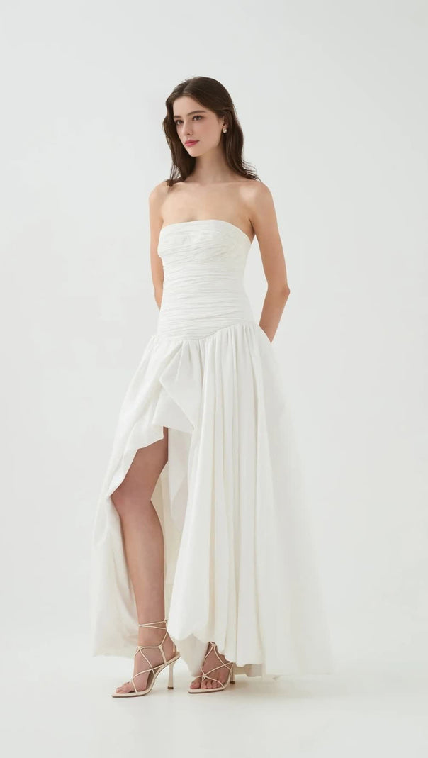 AIIZIE NANCY BUBBLE HEM MAXI DRESS IN IVORY - product image