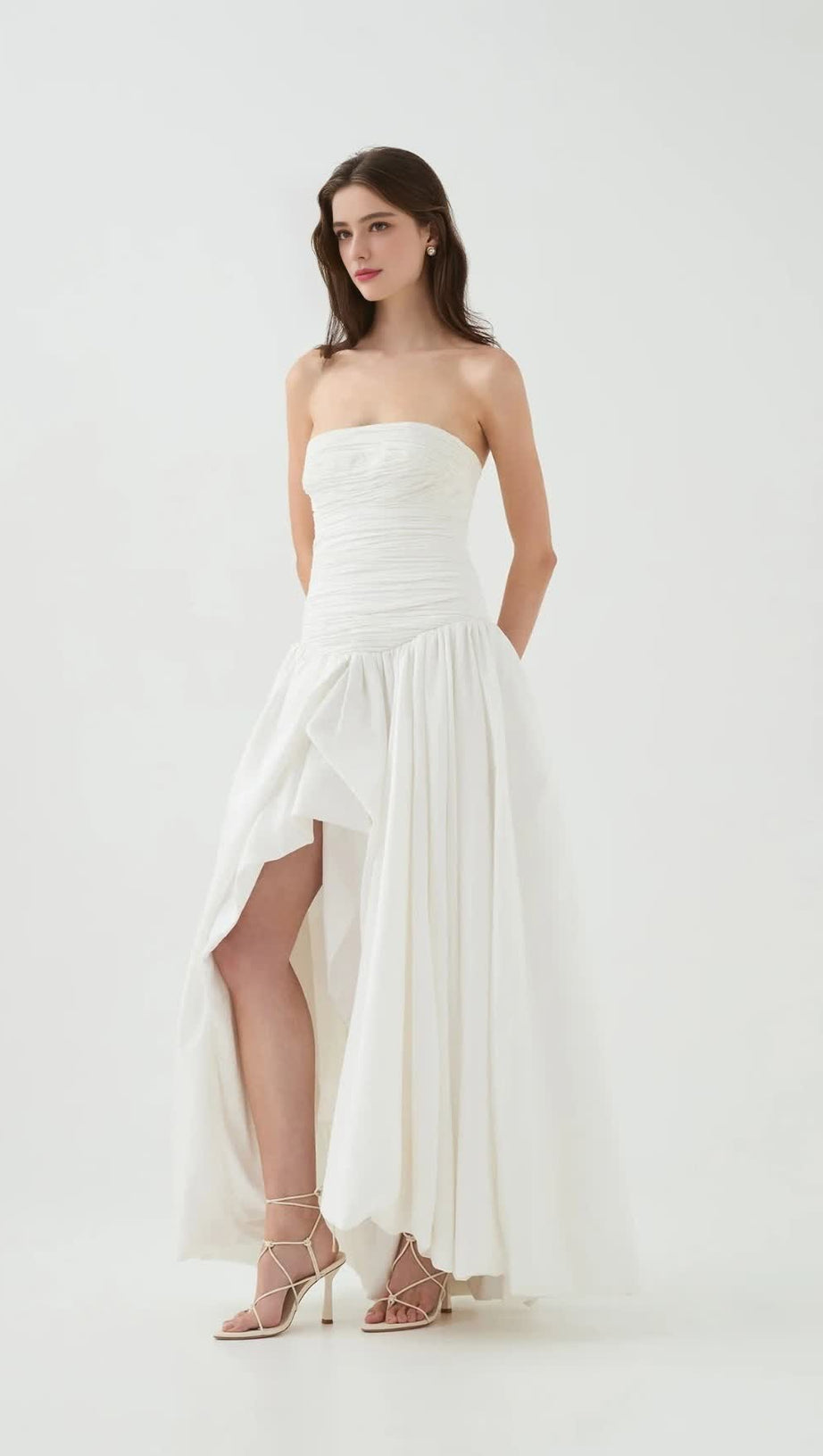 NANCY BUBBLE HEM MAXI DRESS IN IVORY