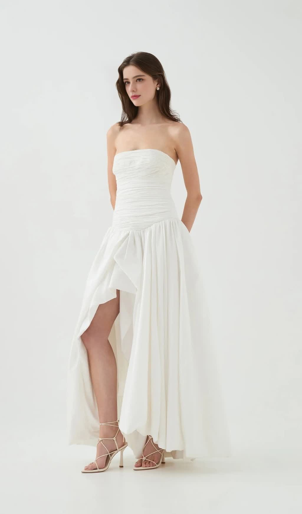 NANCY BUBBLE HEM MAXI DRESS IN IVORY