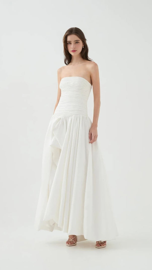 AIIZIE NANCY BUBBLE HEM MAXI DRESS IN IVORY - product image