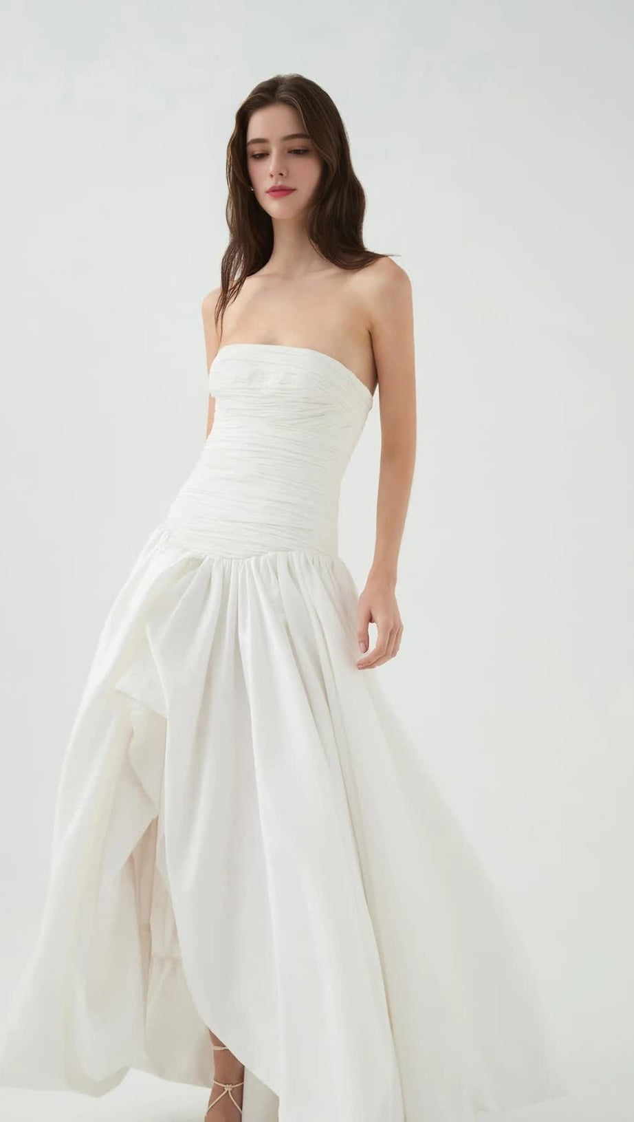 NANCY BUBBLE HEM MAXI DRESS IN IVORY