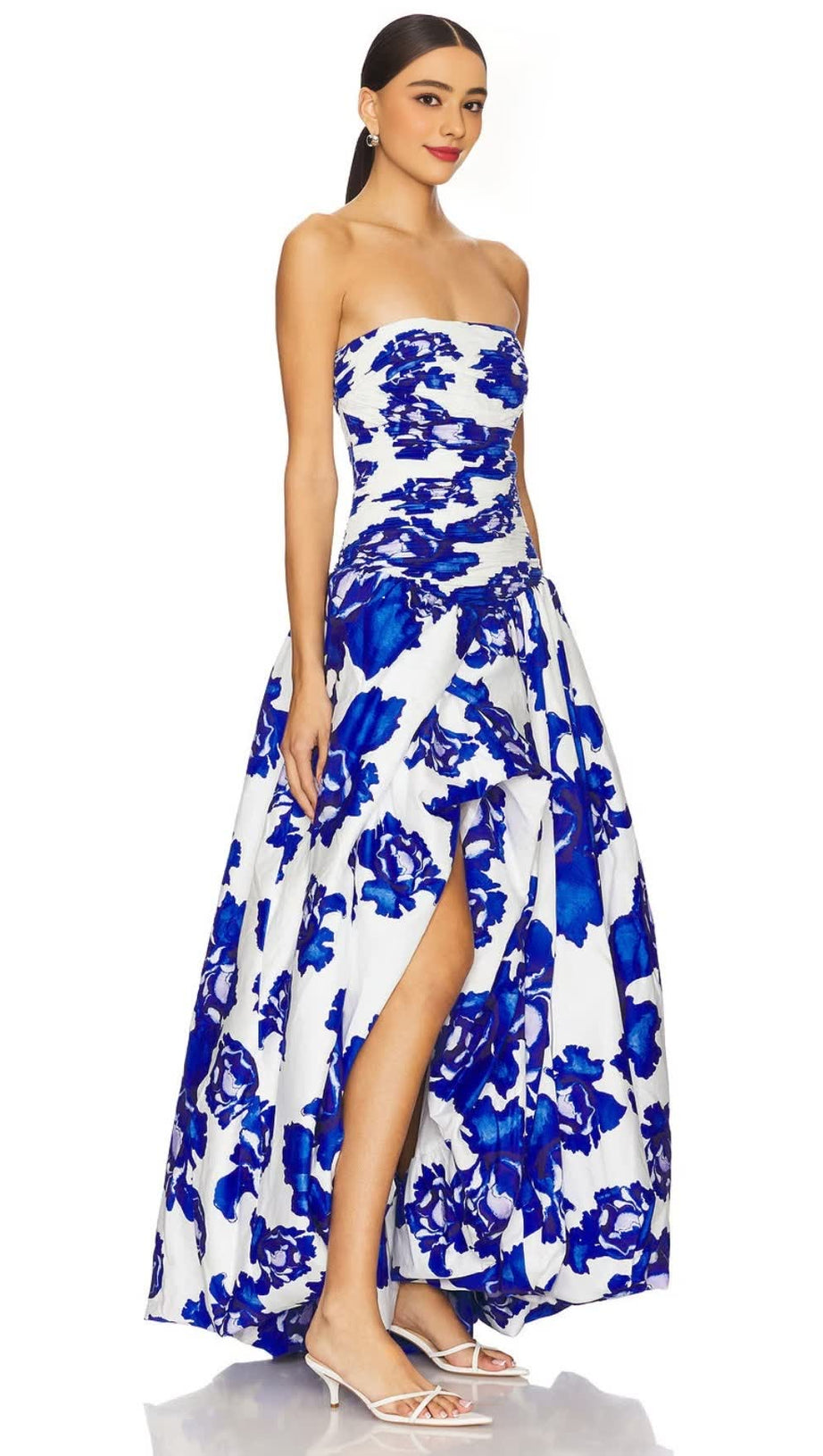 NANCY VIOLETTE  BUBBLE HEM MAXI DRESS IN COBALT