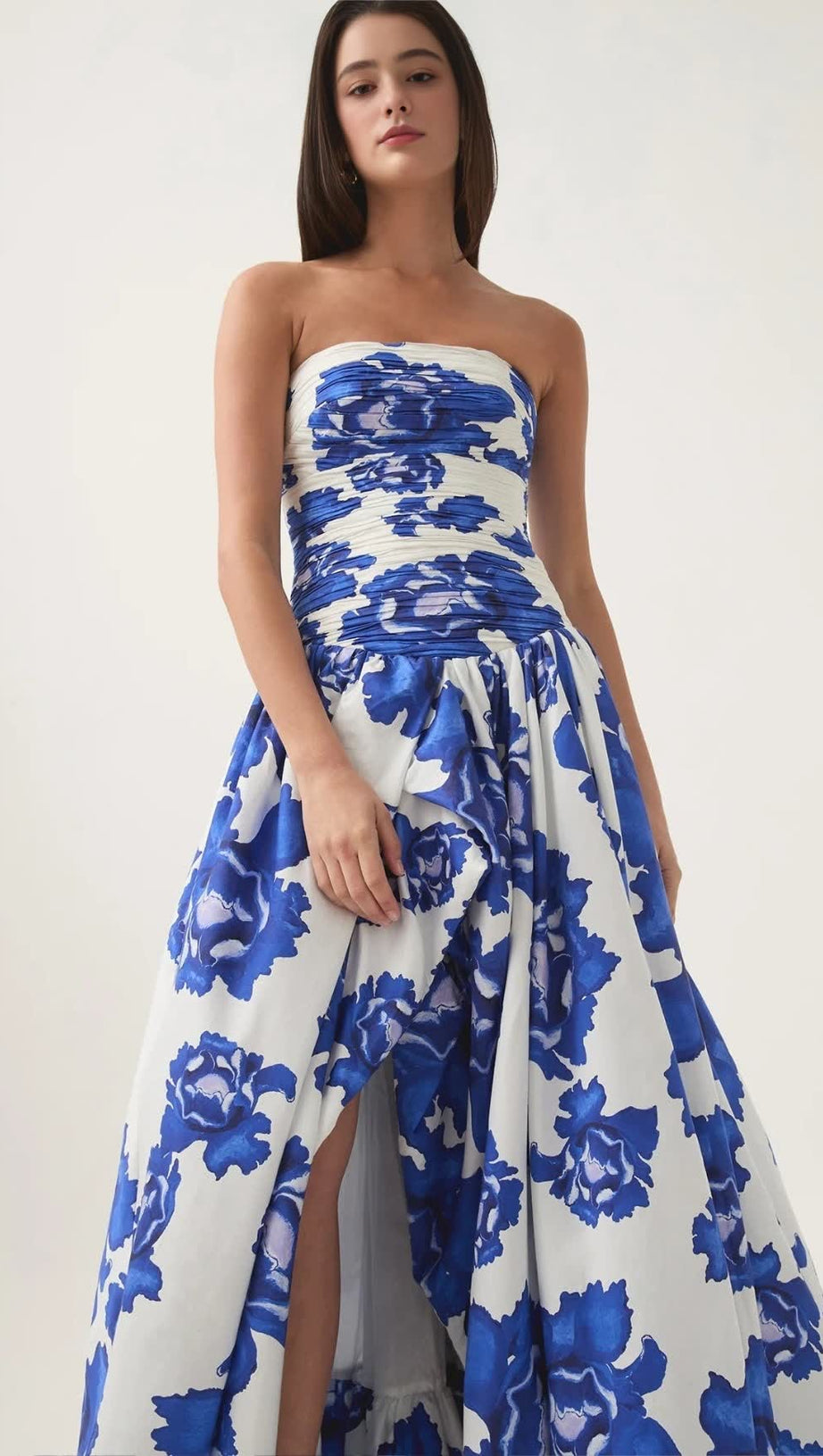 NANCY VIOLETTE  BUBBLE HEM MAXI DRESS IN COBALT