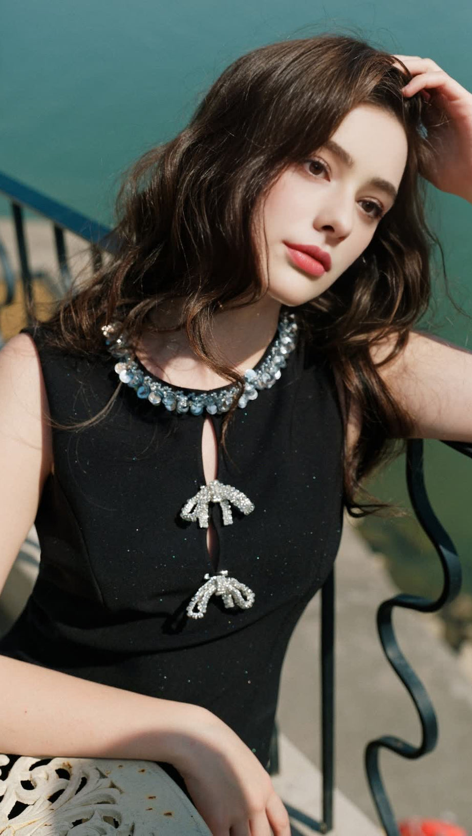 ABITO CORTO CECILIA CON FIOCCO CAVO NERO