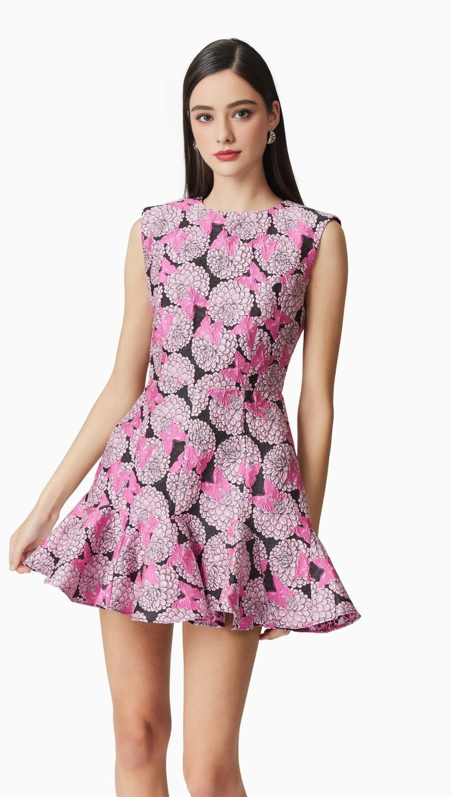 AIMEE BUTTERFLY EMBROIDERY A-LINE MINI DRESS IN PINK