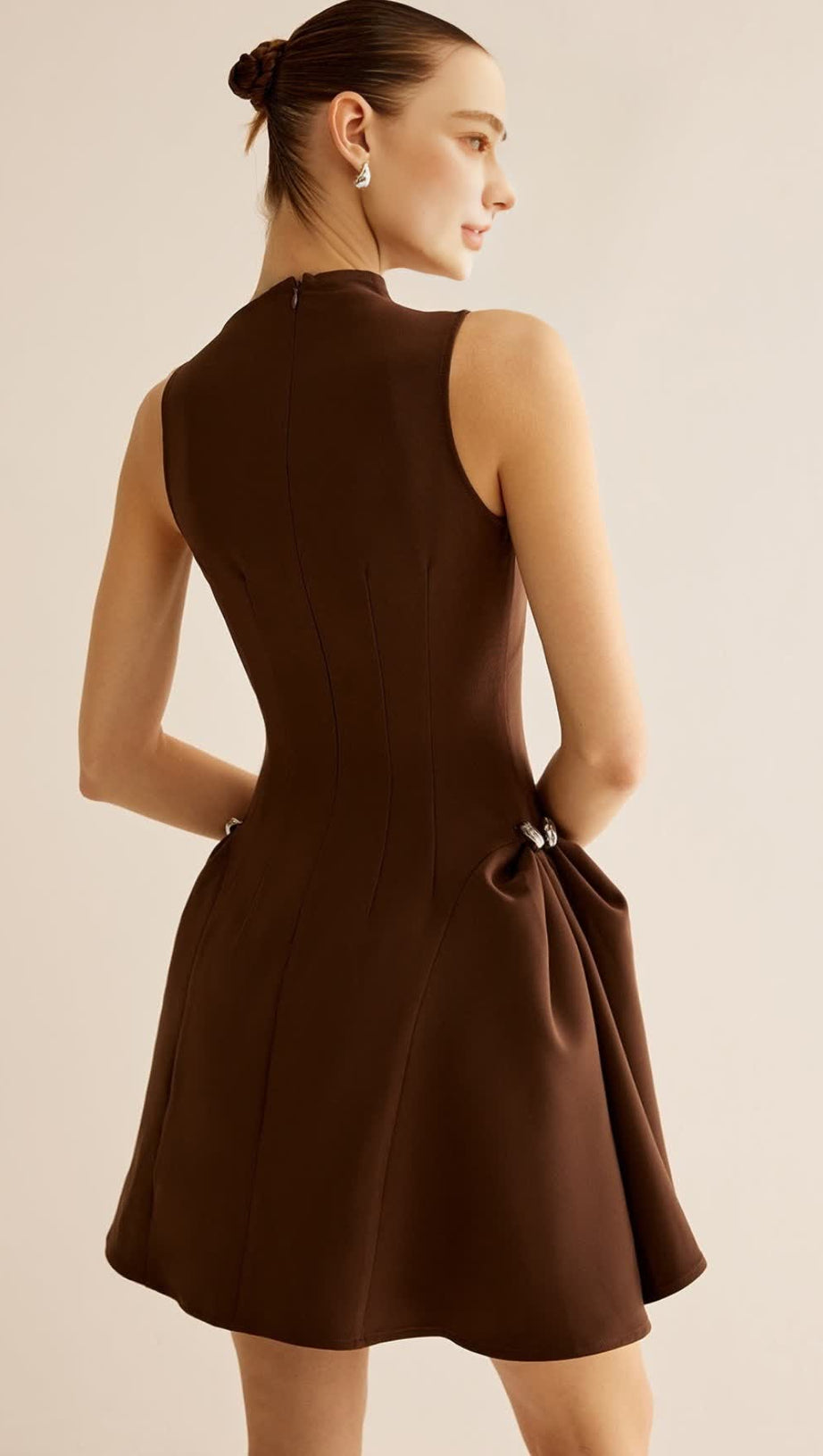 ASYMMETRICAL FLARED MINI DRESS