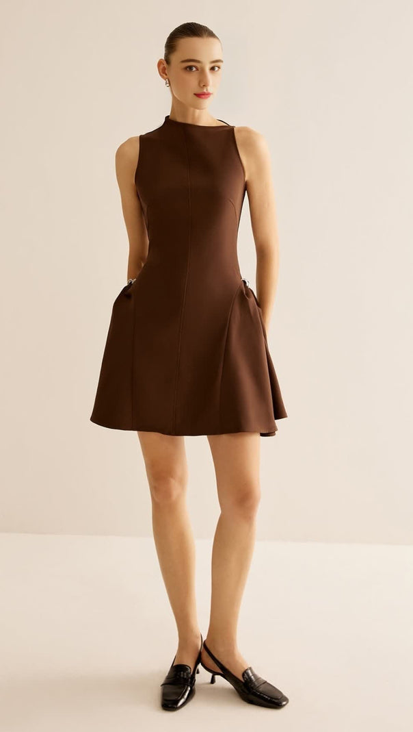AIIZIE ASYMMETRICAL FLARED MINI DRESS - product image