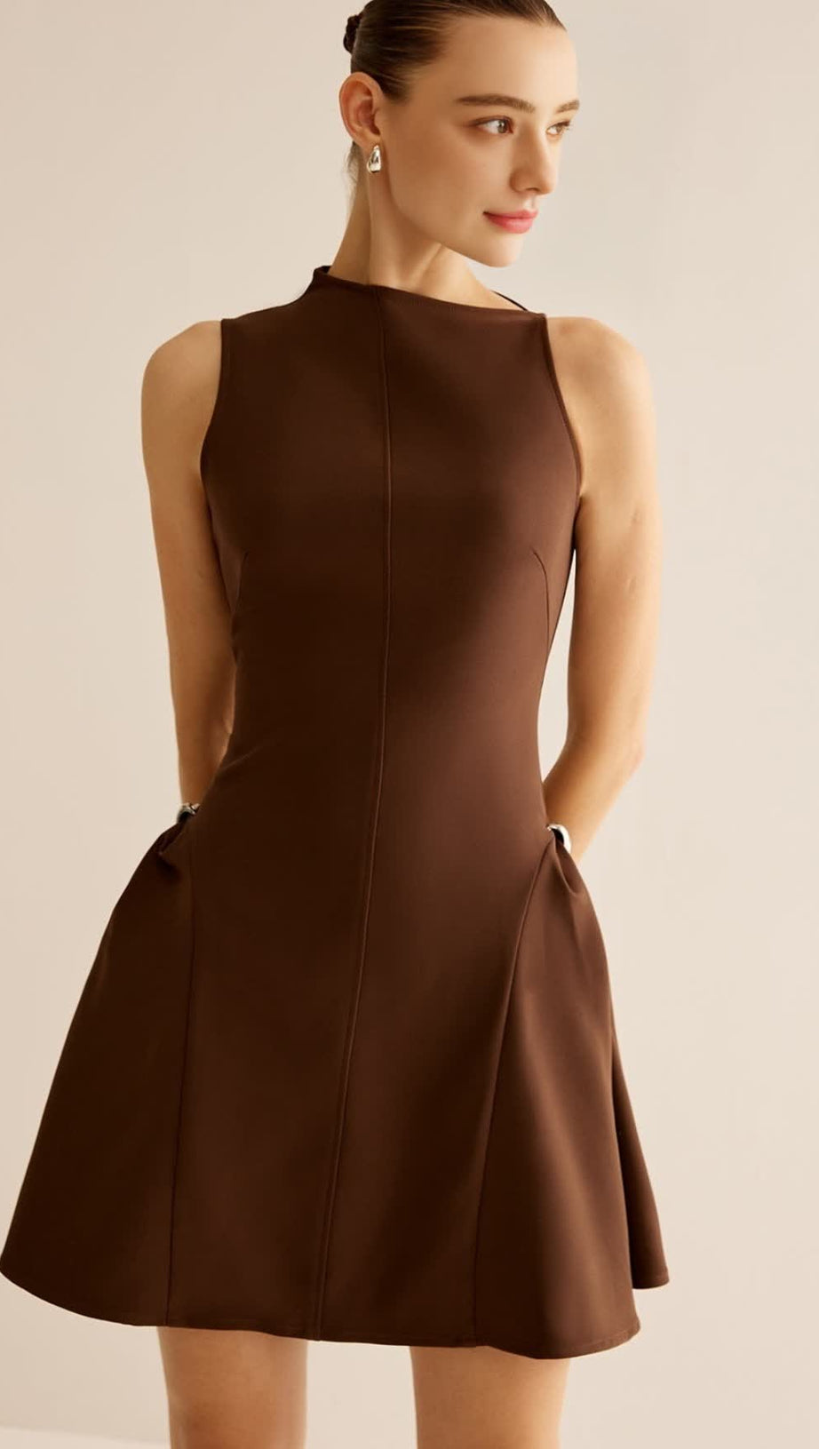 ASYMMETRICAL FLARED MINI DRESS