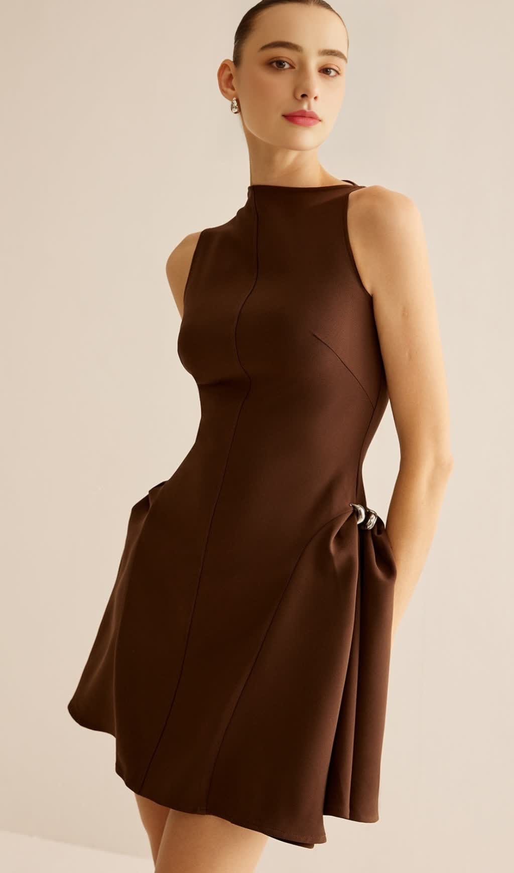 ASYMMETRICAL FLARED MINI DRESS