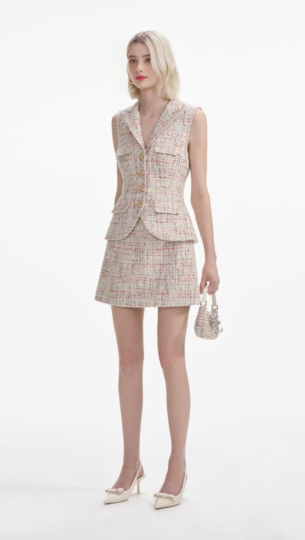AIIZIE PASTEL BOUCLE TAILORED MINI DRESS - product image