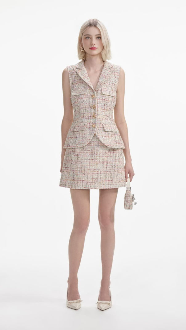 AIIZIE PASTEL BOUCLE TAILORED MINI DRESS - product image