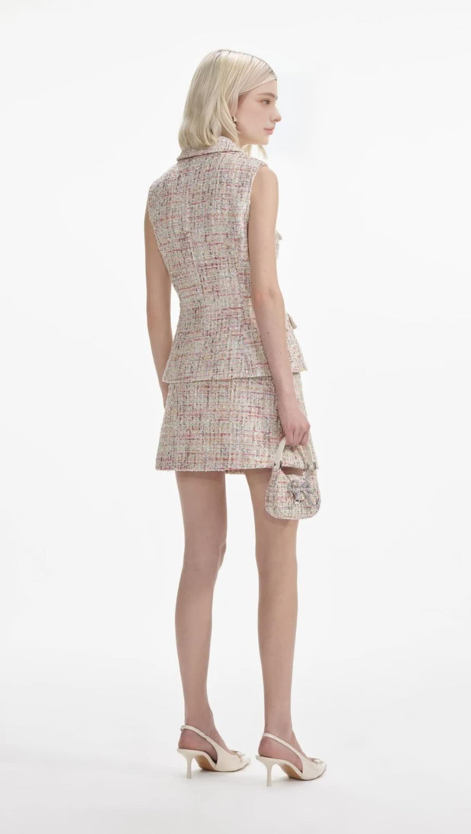 PASTEL BOUCLE TAILORED MINI DRESS