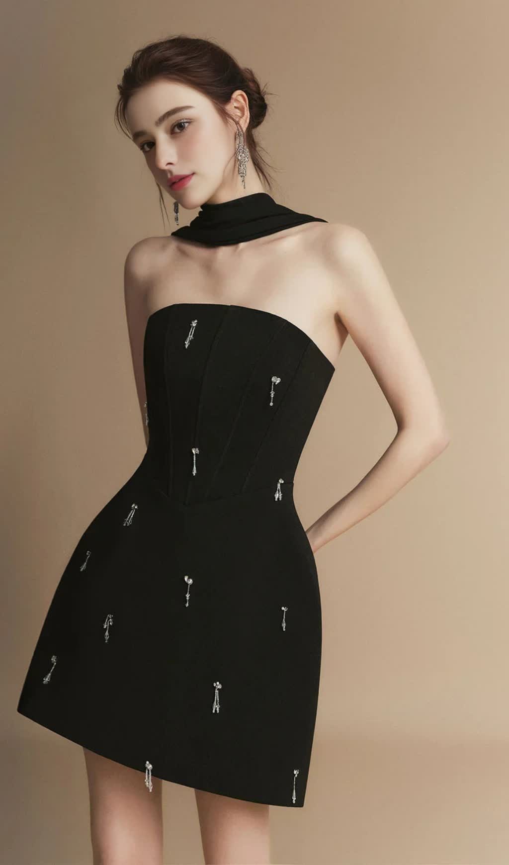 SOPHIA A-LINE SLEEVELESS POLYESTER MINI DRESS