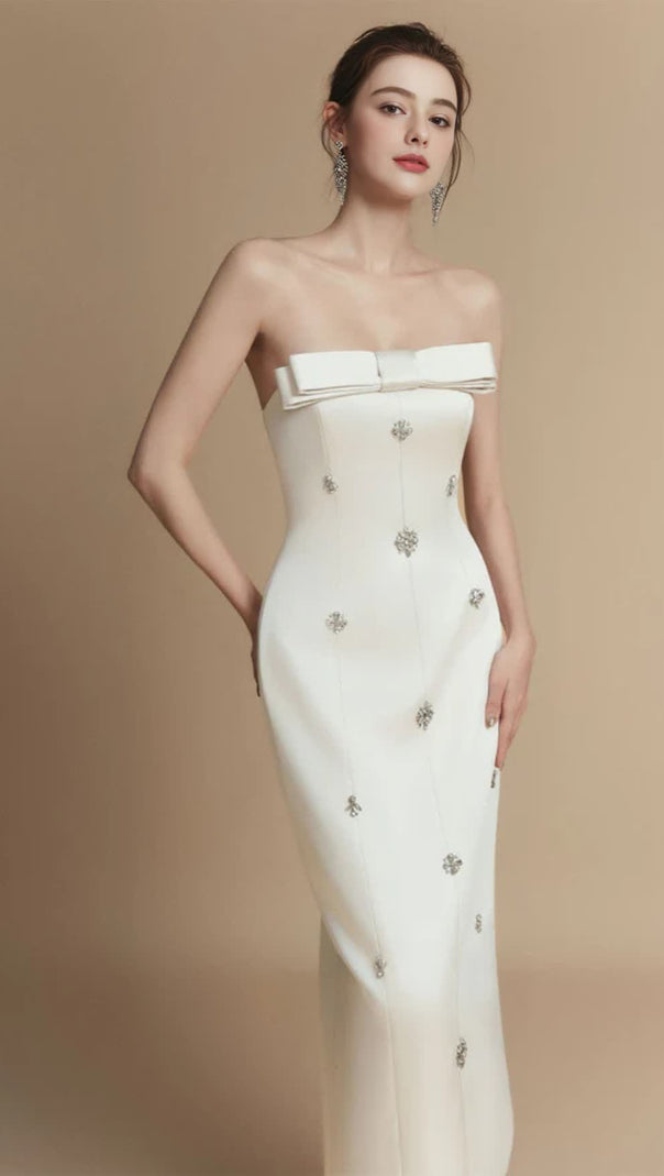 AIIZIE SHEATH STRAIGHT ACROSS NECK TAFFETA MIDI DRESS - product image