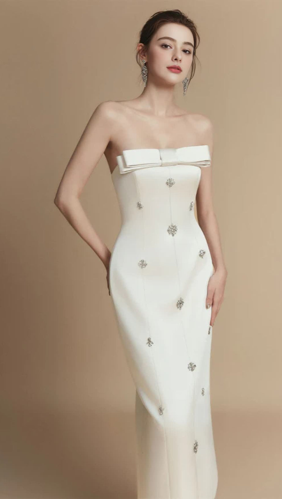 SHEATH STRAIGHT ACROSS NECK TAFFETA MIDI DRESS