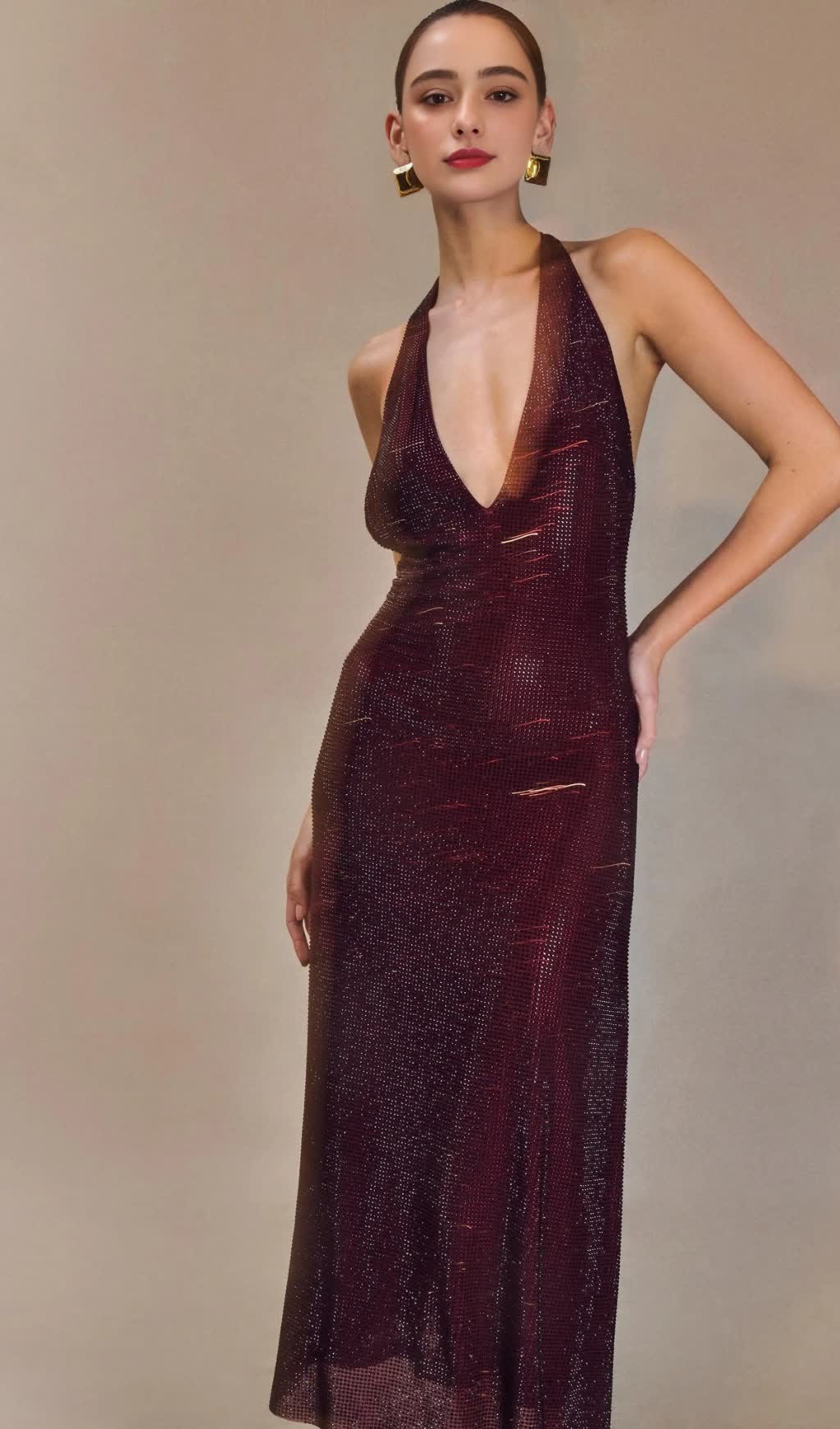 Diamond Halter Neck Midi Dress