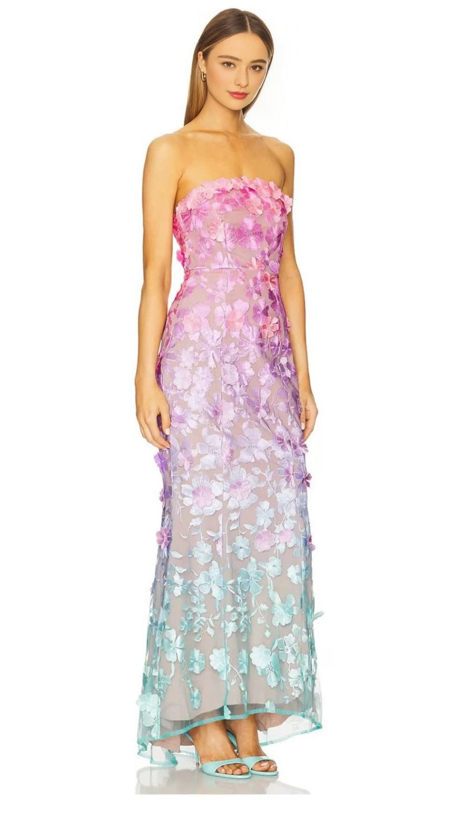 OFF-SHOULDER SLEEVELESS GRADIENT DRESS