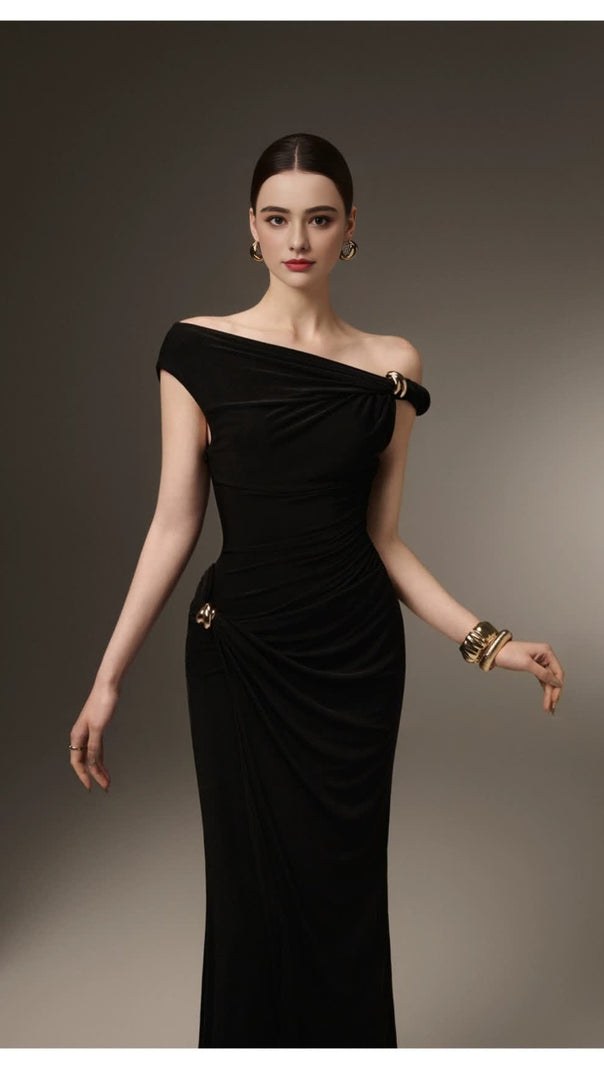 AIIZIE DELINE SHEATH GATHERED SPANDEX ANKLE LENGTH DRESS - product image