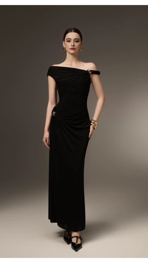 AIIZIE DELINE SHEATH GATHERED SPANDEX ANKLE LENGTH DRESS - product image